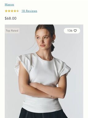 Maeve Cloud Flutter-Sleeve T-Shirt - White - NWT